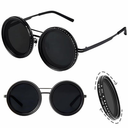 Adjustable Tint Rounded Polarized Lenses Retro Sunglasses